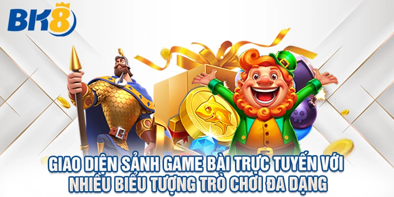 Giao diện sảnh game bài trực tuyến với nhiều biểu tượng trò chơi đa dạng